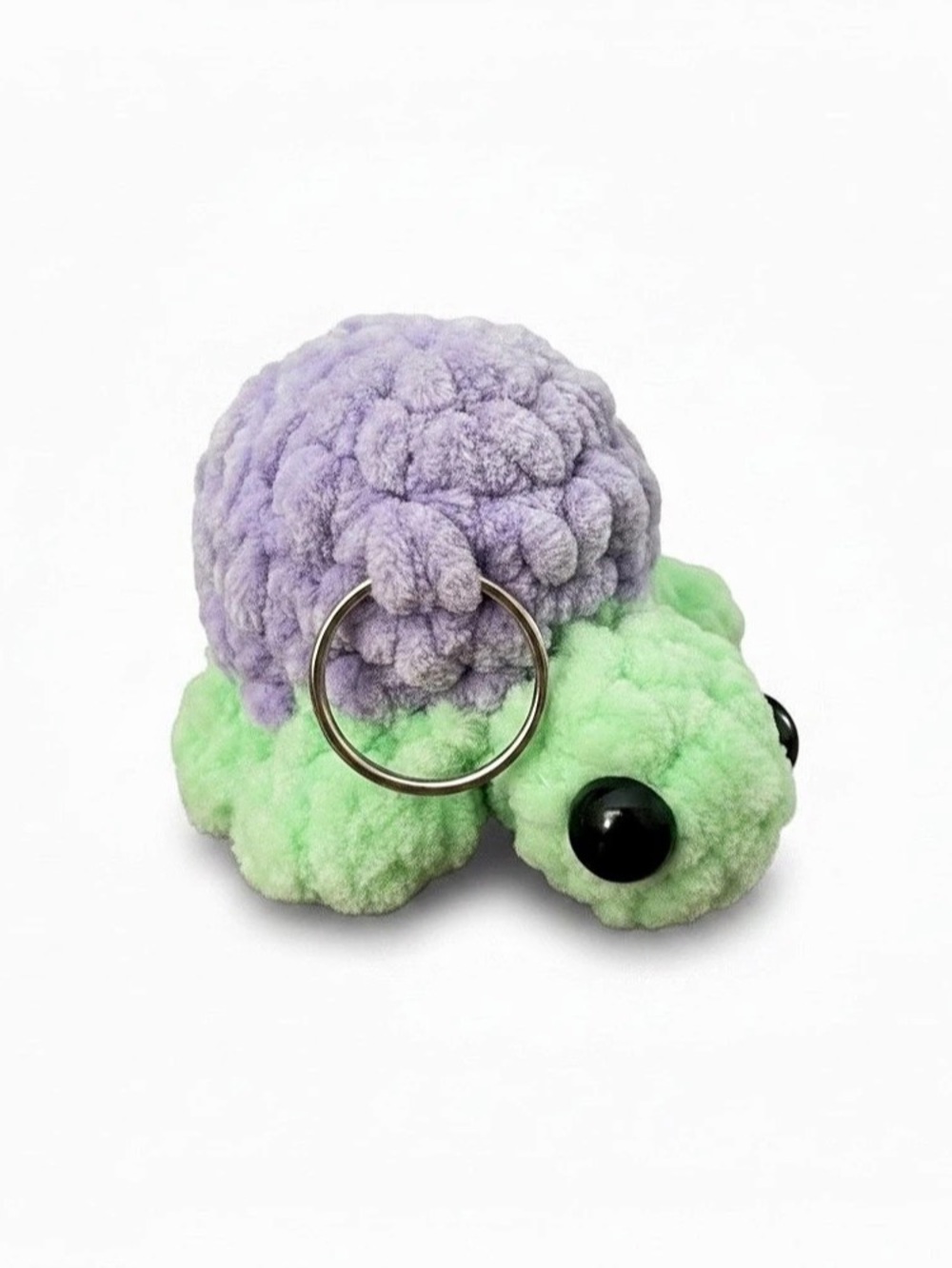 Handmade crochet Turtle Plush Keychain Purple & Green